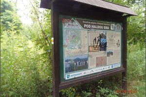 Nature trail information panel below the Ema spoil heap (6.8.2020)
